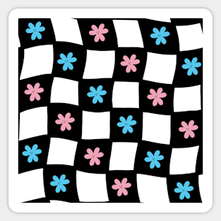 Floral Checker Board - Trans Pride Sticker